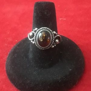 Amber ring in silver